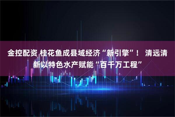 金控配资 桂花鱼成县域经济“新引擎”！ 清远清新以特色水产赋能“百千万工程”