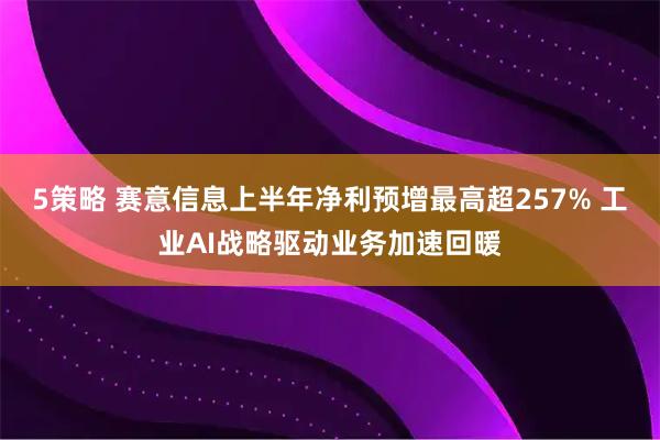 5策略 赛意信息上半年净利预增最高超257% 工业AI战略驱动业务加速回暖